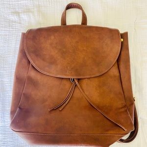 Brown leather backpack
